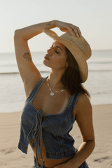 Coastal Cowgirl Denim Tie Top