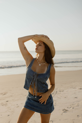 Coastal Cowgirl Denim Tie Top